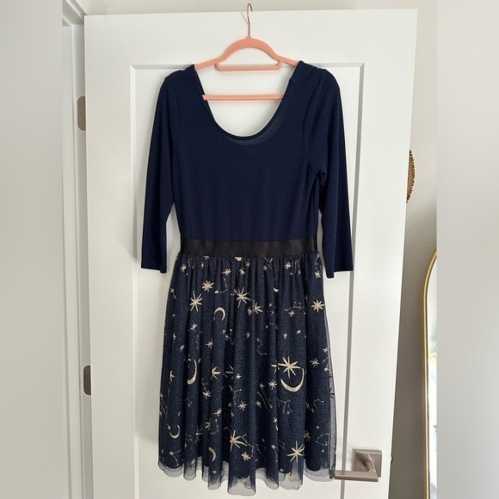ModCloth Celestial Embroidered Tulle Mini Dress Size L Christmas Holiday Party